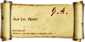 Jurin Apor névjegykártya